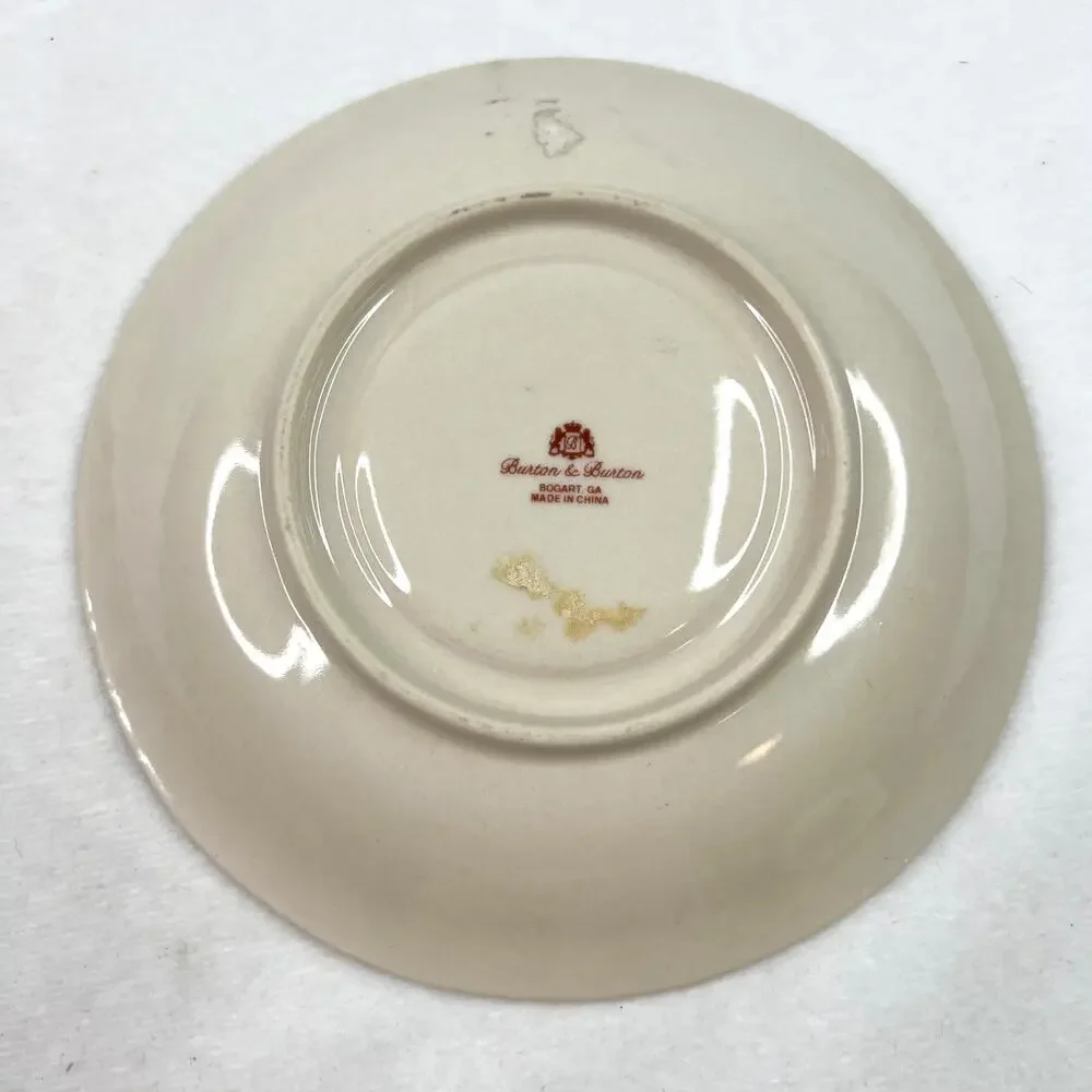Vintage Burton & Burton Red Transferware Toile China Saucer